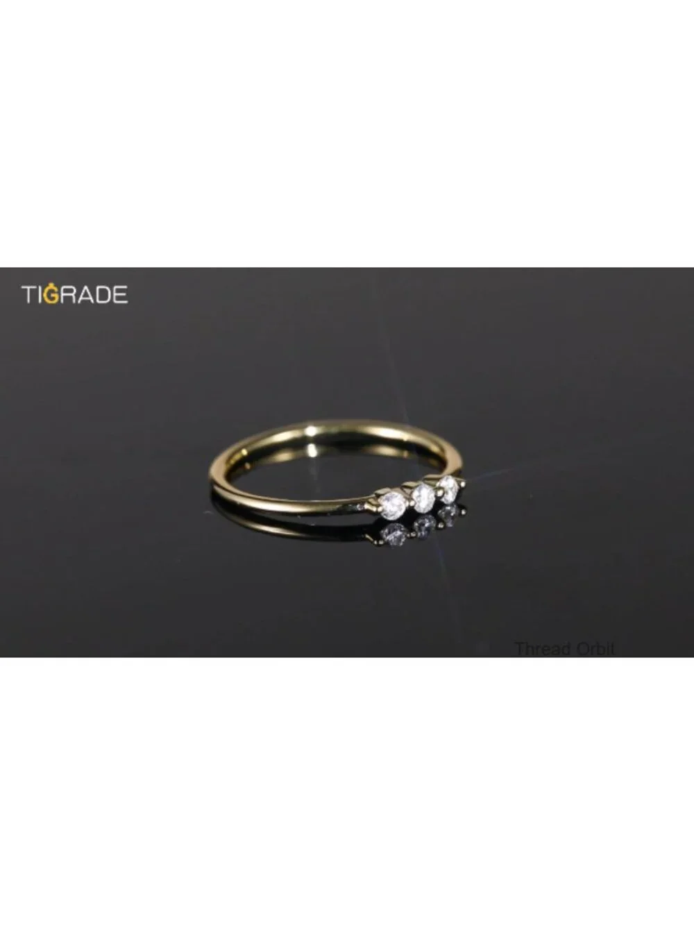 1.5mm Eternity Ring 14k Gold Plated Three Cubic Zirconia Stacking Promise Ring